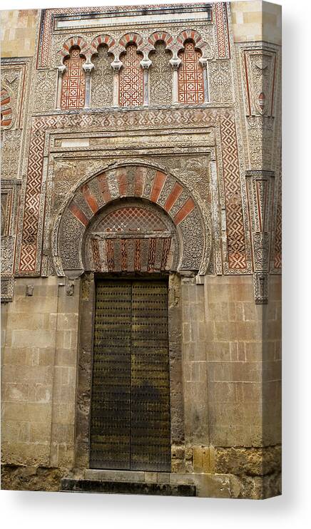 Cordoba Canvas Print featuring the photograph Red and Gold Doorway of the Mezquita by Lorraine Devon Wilke