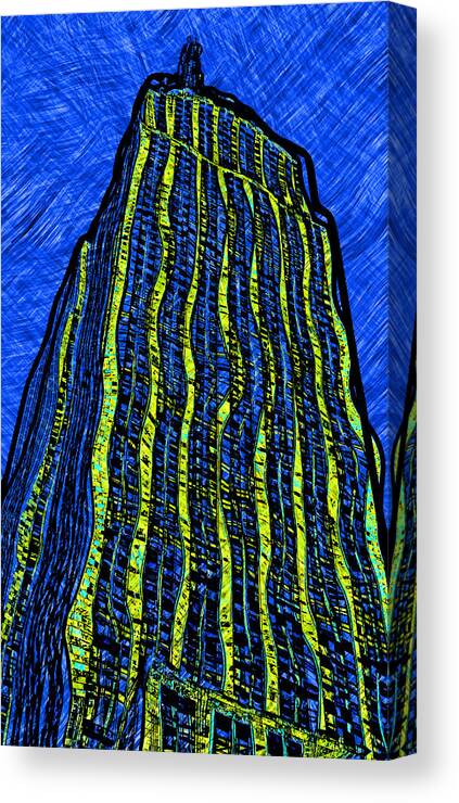 Empire Canvas Print featuring the digital art Retro Empire State Building by David G Paul