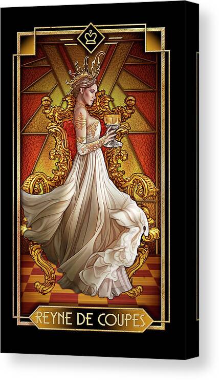 Tarot Canvas Print featuring the drawing Reyne De Coupe by MGL Meiklejohn Graphics Licensing