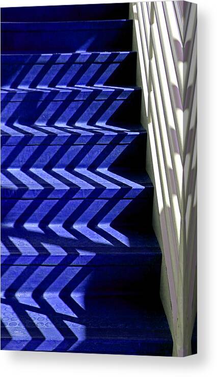Shadows Canvas Print featuring the photograph Stairs of Blue by Christopher McKenzie