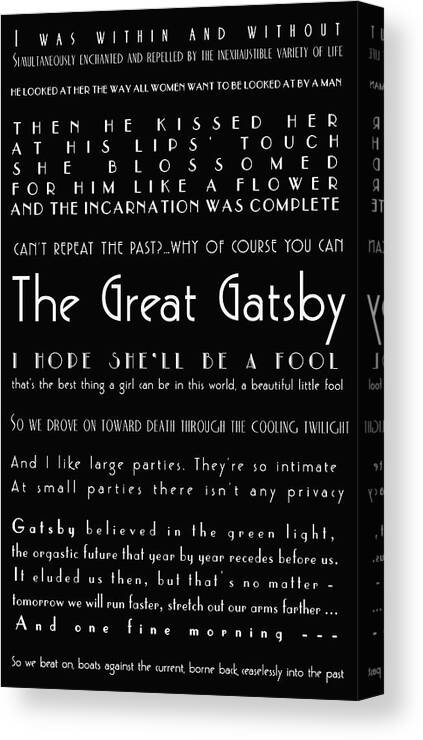 The Great Gatsby Canvas Print featuring the photograph The Great Gatsby Quotes by Georgia Clare