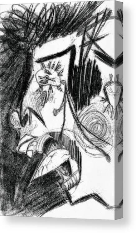 Drawing Canvas Print featuring the digital art The Scream - Picasso Study by Michelle Calkins