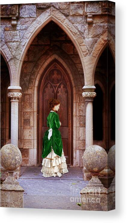 Victorian Canvas Print featuring the photograph Victorian Lady at a Doorway by Jill Battaglia