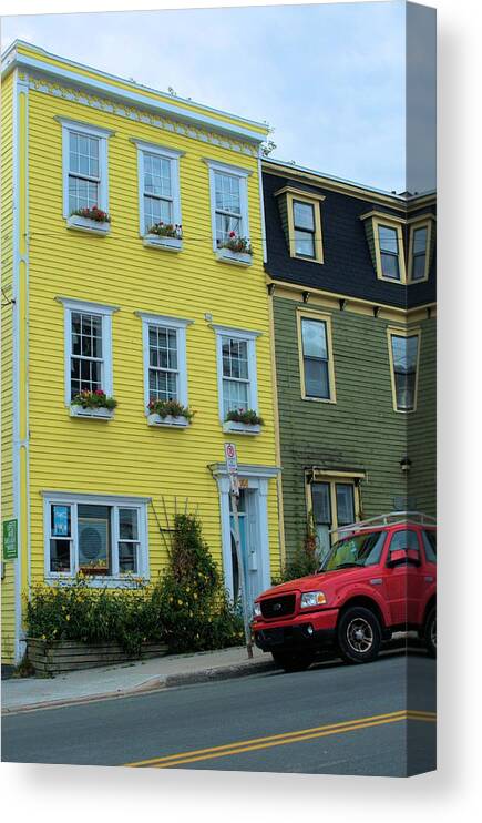 Yellow House Canvas Print featuring the photograph Yellow House Red Truck by Douglas Pike