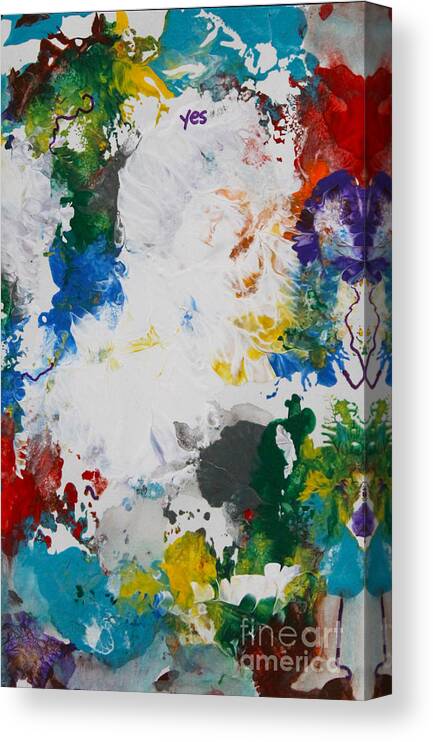 White Canvas Print featuring the painting Yes abstract by Anne Cameron Cutri