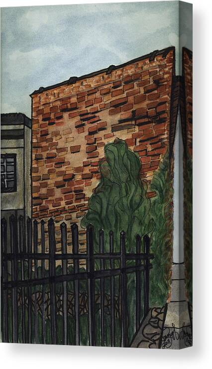 Old Building Canvas Print featuring the painting Downtown Greer by Joan Zepf