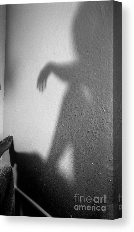 Human Shadow Canvas Print featuring the photograph Shadow by Robert D McBain