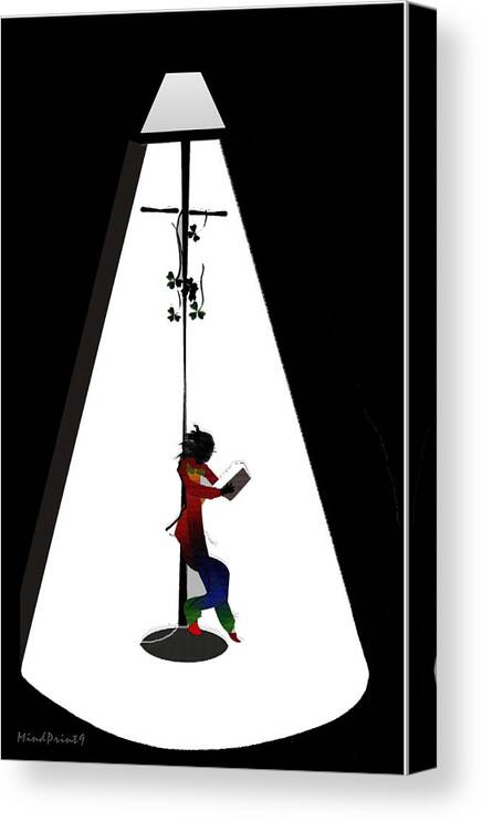 Read Canvas Print featuring the digital art Streetlight Reading by Asok Mukhopadhyay