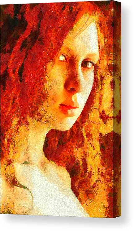 Woman Canvas Print featuring the digital art Redhead #1 by Gun Legler