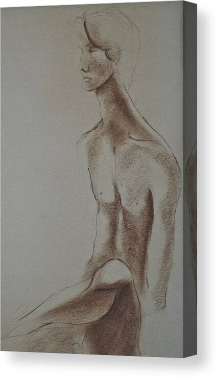  Canvas Print featuring the drawing David #2 by Michael Rutland
