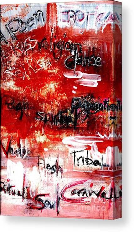 Poetry Canvas Print featuring the painting An Erotic Poem - art and words by Carolyn Weltman