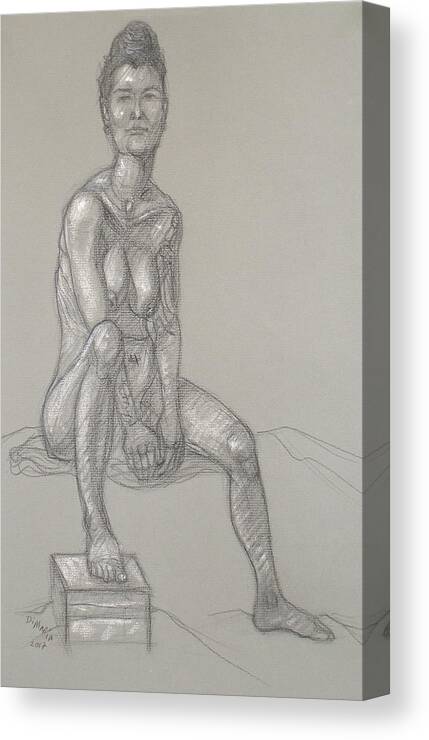 Realism Canvas Print featuring the drawing Angela Seated 2 by Donelli DiMaria