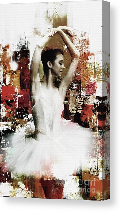 Ballerina Canvas Print featuring the painting Ballerina dancing 67yi by Gull G