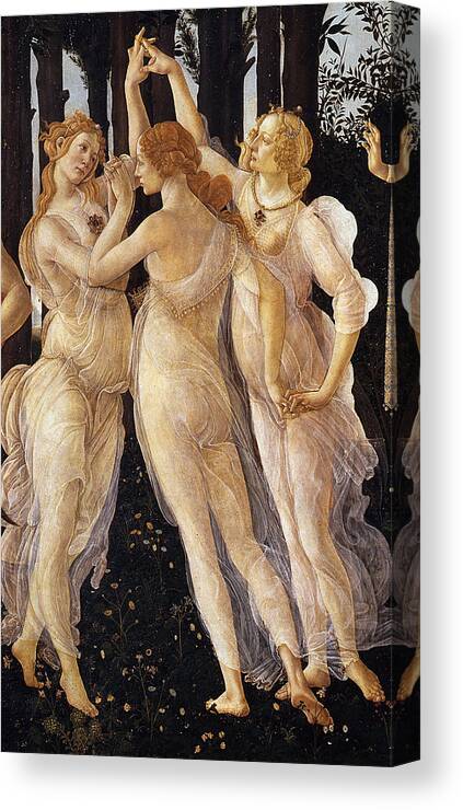 The Three Graces Art Print Canvas Print featuring the digital art Botticelli Painting Print by Georgia Clare