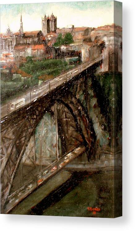 Porto Canvas Print featuring the painting Bridge Luis I-Oporto by Tomas Castano