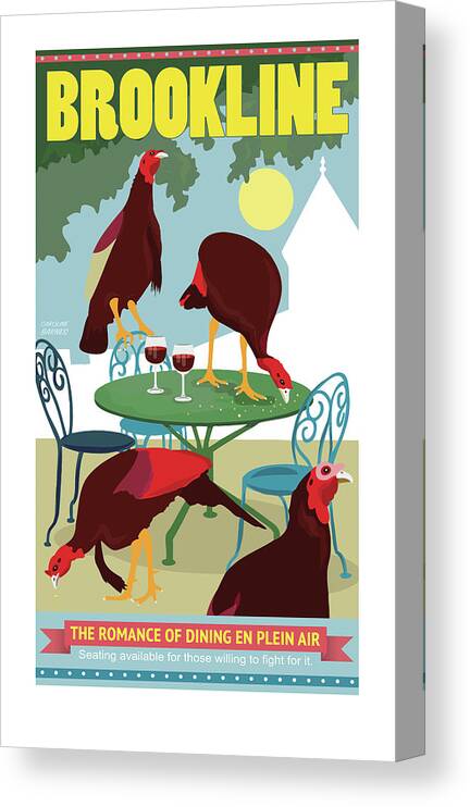 Brookline Turkeys Canvas Print featuring the digital art Dining En Plein Air by Caroline Barnes