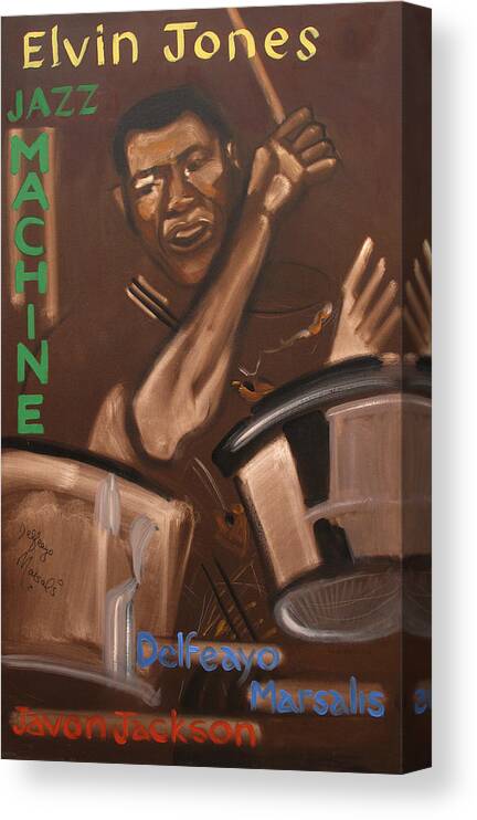 Elvin Jones Canvas Print featuring the painting Elvin Jones Jazz Machine by Suzanne Giuriati Cerny