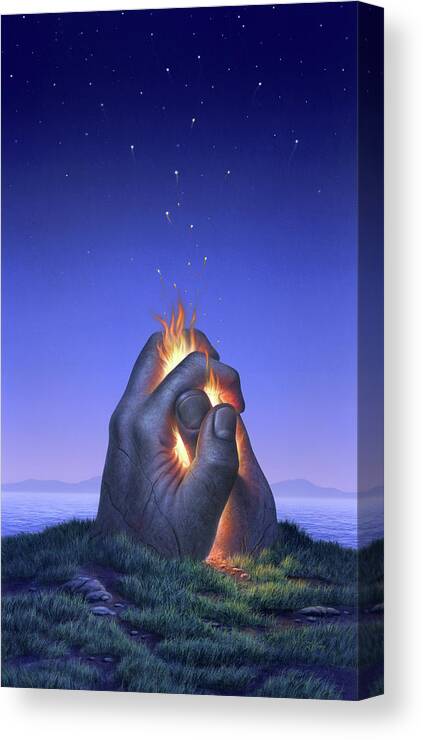 Fire Canvas Print featuring the painting Embers Turn to Stars by Jerry LoFaro