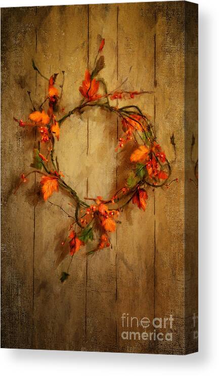 Wreath Canvas Print featuring the digital art Giving Thanks by Lois Bryan