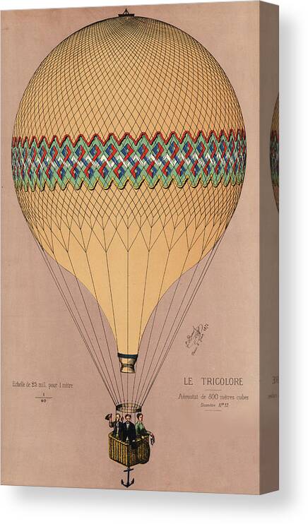 Vintage Canvas Print featuring the drawing Le Tricolore 2 by Vintage Pix