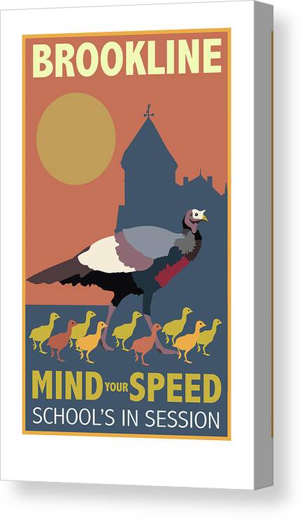 Brookline Turkeys Canvas Print featuring the digital art Mind Your Speed by Caroline Barnes