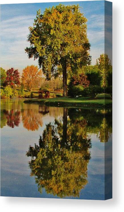 Hudson Valley Landscapes Canvas Print featuring the photograph Reflection at Pecks Pond by Thomas McGuire