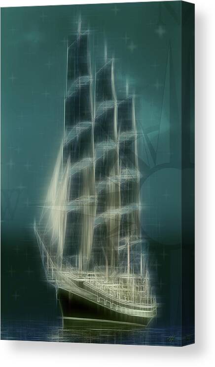 Tall Ship Canvas Print featuring the digital art SauiShip by Kenneth Armand Johnson