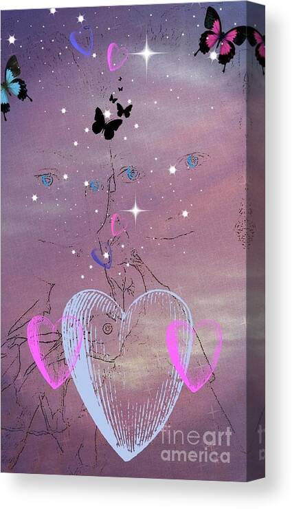 Sisterly Love Canvas Print featuring the digital art Sisterly Love by Diamante Lavendar