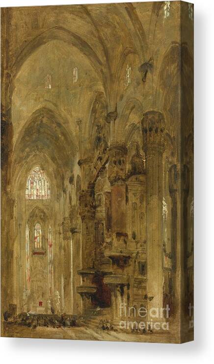 David Roberts Canvas Print featuring the painting Sketch Of The Interior Of The Duomo by Celestial Images