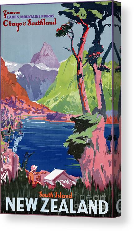 Otago Canvas Print featuring the painting South Island New Zealand Vintage Poster Restored by Vintage Treasure