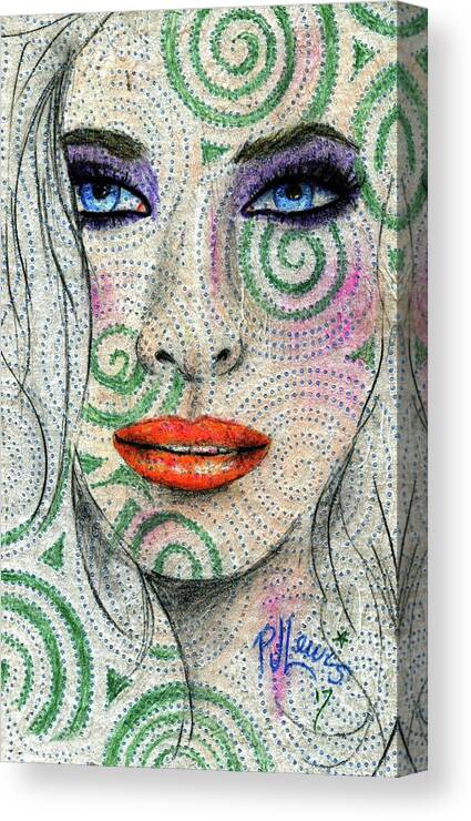 Face Canvas Print featuring the drawing Swirl Girl by PJ Lewis