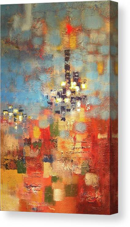 Contemporary Abstract Canvas Print featuring the painting Tall Building by Dennis Ellman