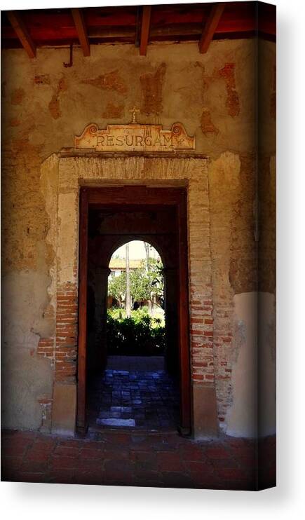Mission Canvas Print featuring the photograph Through the doorway by Donna Spadola