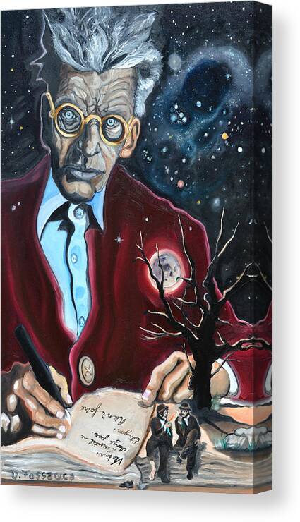 Samuel Canvas Print featuring the painting Waiting For Godot- Samuel Beckett by David Fossaceca