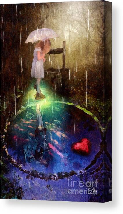 Wishing Well Canvas Print featuring the painting Wishing Well by Mo T