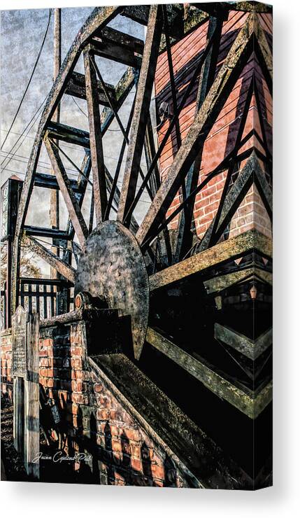 Yates Canvas Print featuring the photograph Yates Cider Mill Water Wheel by Joann Copeland-Paul