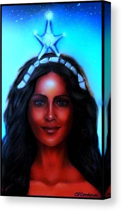 Yemaya Canvas Print featuring the digital art Yemaya -Mother, Goddess, Warrior by Carmen Cordova