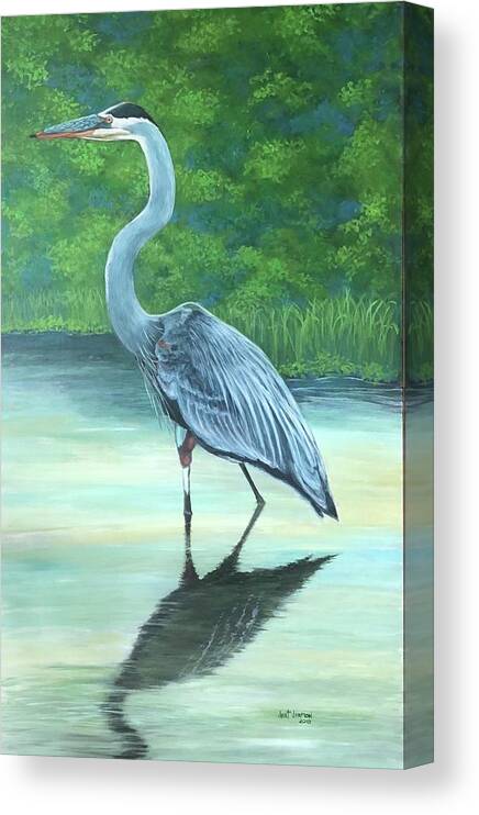 Heron Canvas Print featuring the painting Blue Heron #2 by Jeanette Jarmon