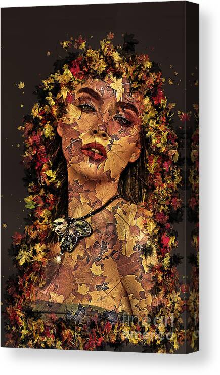 Young Woman Canvas Print featuring the digital art Autumn Spirit by Kathy Kelly