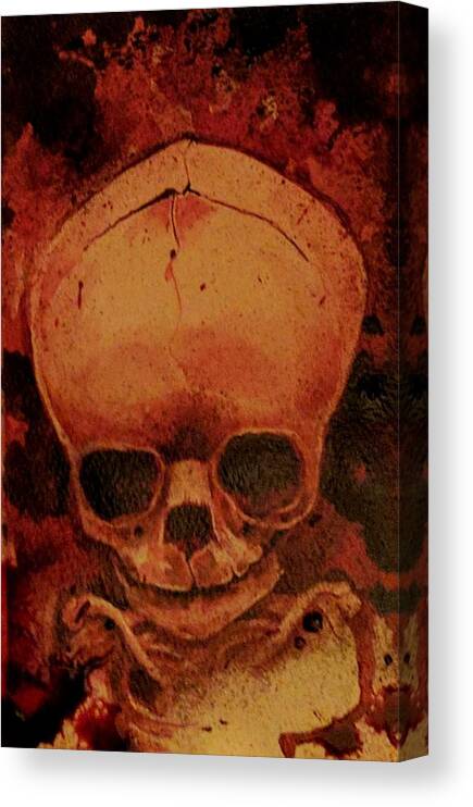 Ryanalmighty Canvas Print featuring the painting Fetus Skeleton #1 by Ryan Almighty