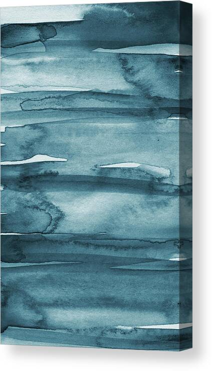 Coastal Canvas Print featuring the painting Indigo Water- abstract painting by Linda Woods