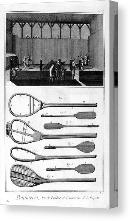 Engraving Canvas Print featuring the drawing Real Tennis And The Construction by Print Collector