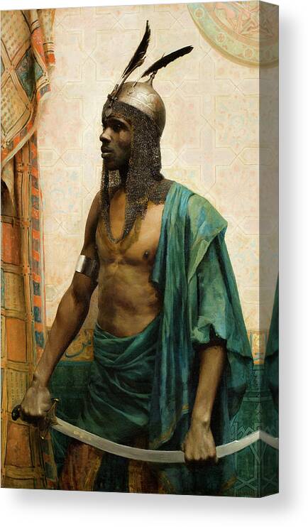 Charles Knighton Warren Canvas Print featuring the painting The Nubian Guard, 1883 by Charles Knighton Warren