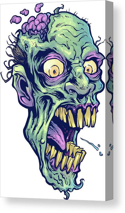 Zombie Head-14 Canvas Print featuring the digital art Zombie-pattern_head-14 by Flyland Designs