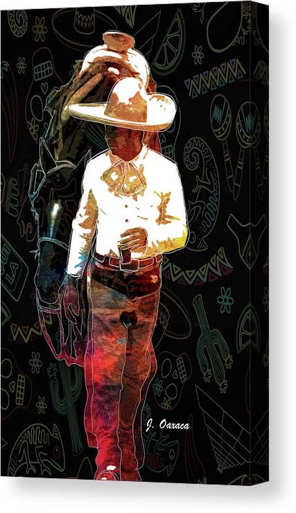 Jarabe Tapatio Canvas Print featuring the mixed media Tequila Shot by J U A N - O A X A C A