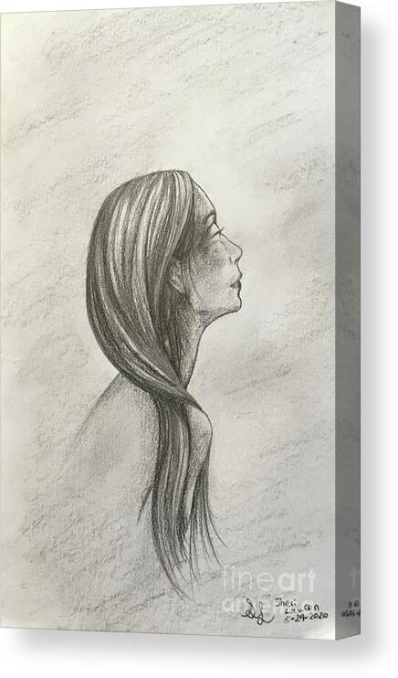 Pencil Canvas Print featuring the drawing A Quiet Moment by Sheri Lauren