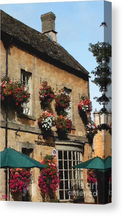 Bourton-on-the-water Canvas Print featuring the photograph Bourton Pub by Brian Watt