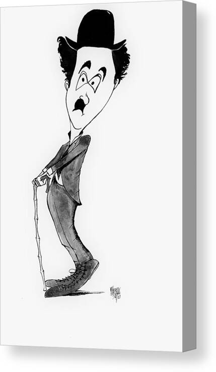 Classic Canvas Print featuring the drawing Charlie Chaplin 2 by Michael Hopkins