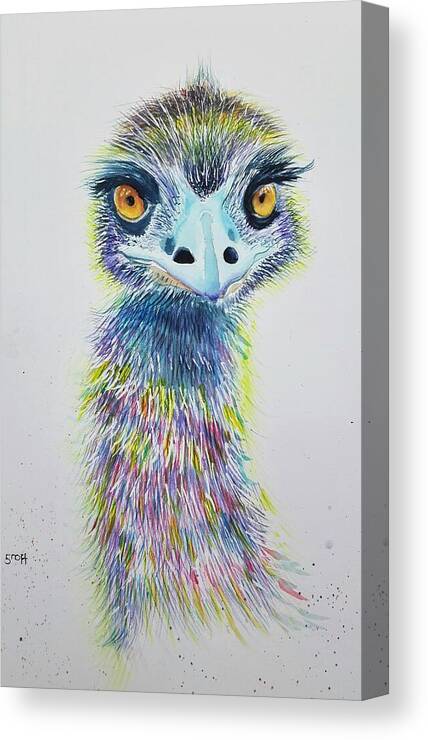 Emu Canvas Print featuring the painting Funky Emu by Sandie Croft