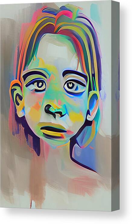 Portrait Canvas Print featuring the digital art Gorillaz Boy by Vennie Kocsis